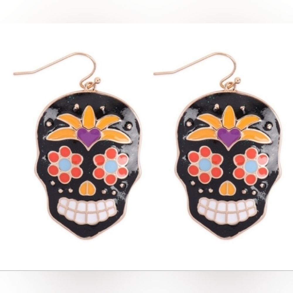 Sugar Skull Earrings | Multicolor Enamel NWT